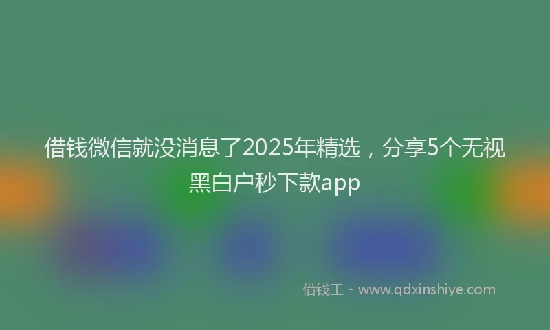 借钱微信就没消息了2025年精选，分享5个无视黑白户秒下款app