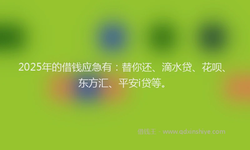 2025年的借钱应急有：替你还、滴水贷、花呗、东方汇、平安i贷等。