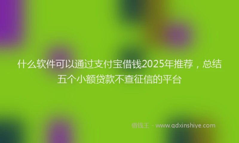 什么软件可以通过支付宝借钱2025年推荐，总结五个小额贷款不查征信的平台