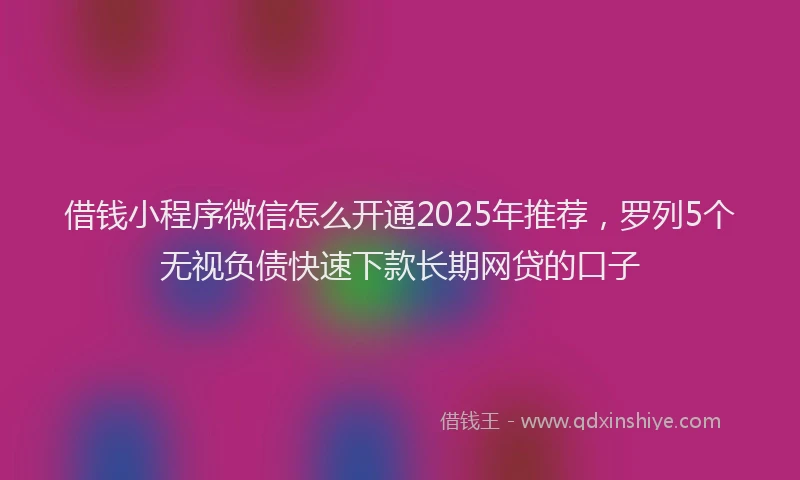 借钱小程序微信怎么开通2025年推荐，罗列5个无视负债快速下款长期网贷的口子
