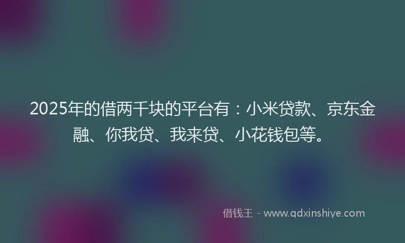 2025年的借两千块的平台有：小米贷款、京东金融、你我贷、我来贷、小花钱包等。