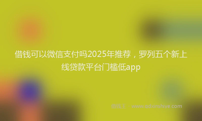 借钱可以微信支付吗2025年推荐，罗列五个新上线贷款平台门槛低app