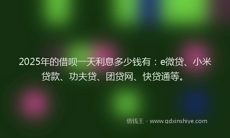 2025年的借呗一天利息多少钱有：e微贷、小米贷款、功夫贷、团贷网、快贷通等。