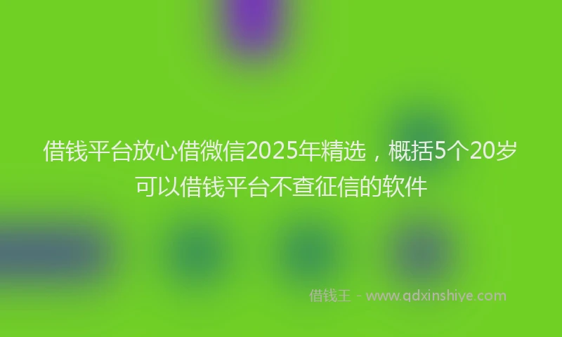 借钱平台放心借微信2025年精选，概括5个20岁可以借钱平台不查征信的软件