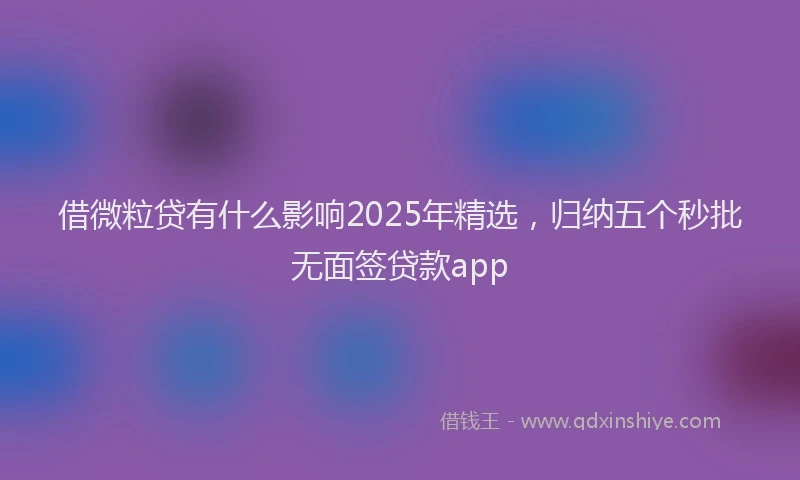 借微粒贷有什么影响2025年精选，归纳五个秒批无面签贷款app