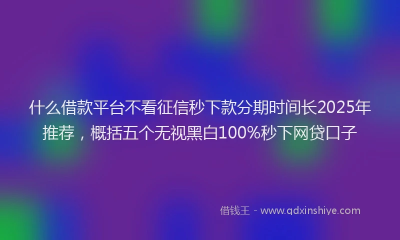 什么借款平台不看征信秒下款分期时间长2025年推荐，概括五个无视黑白100%秒下网贷口子