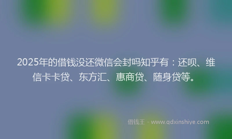 2025年的借钱没还微信会封吗知乎有：还呗、维信卡卡贷、东方汇、惠商贷、随身贷等。