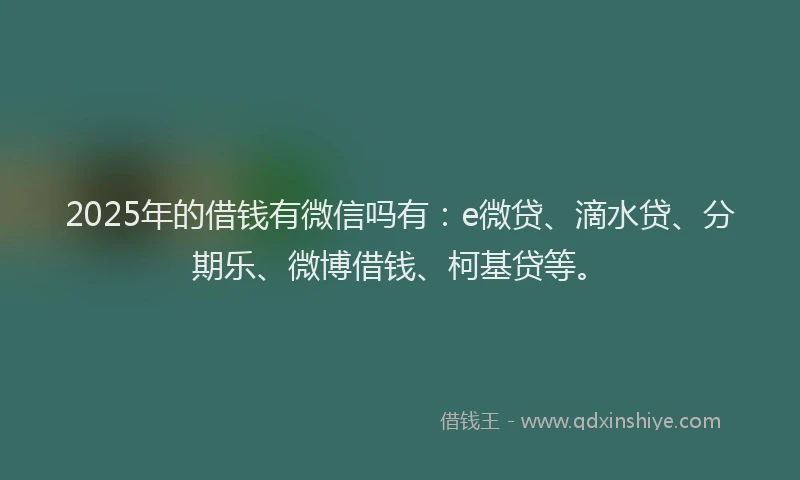 2025年的借钱有微信吗有：e微贷、滴水贷、分期乐、微博借钱、柯基贷等。