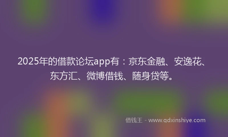 2025年的借款论坛app有：京东金融、安逸花、东方汇、微博借钱、随身贷等。