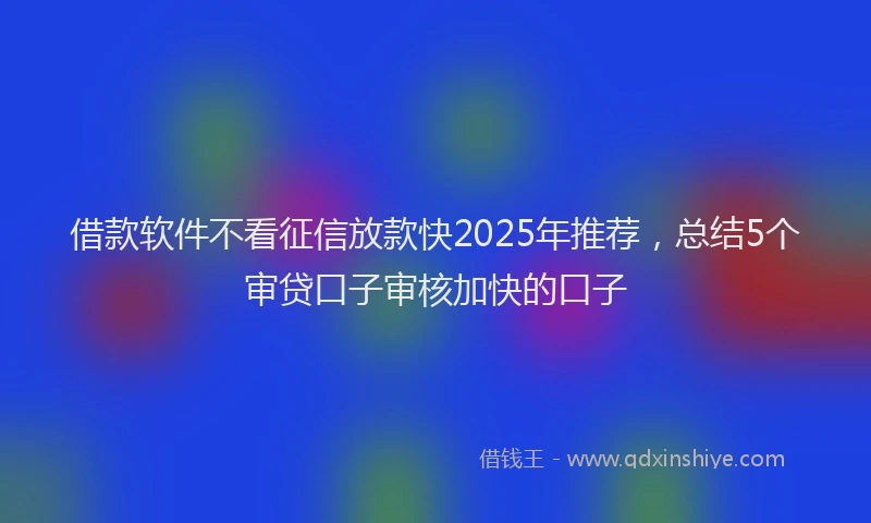 借款软件不看征信放款快2025年推荐，总结5个审贷口子审核加快的口子