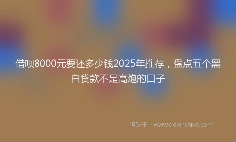 借呗8000元要还多少钱2025年推荐，盘点五个黑白贷款不是高炮的口子