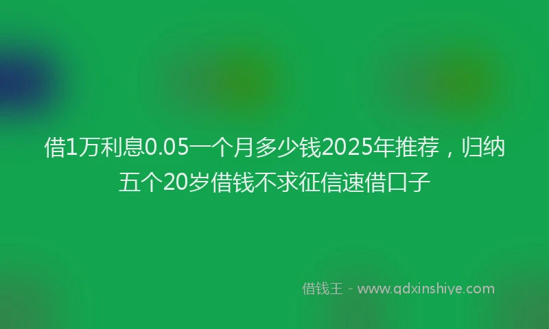 借1万利息0.05一个月多少钱2025年推荐，归纳五个20岁借钱不求征信速借口子