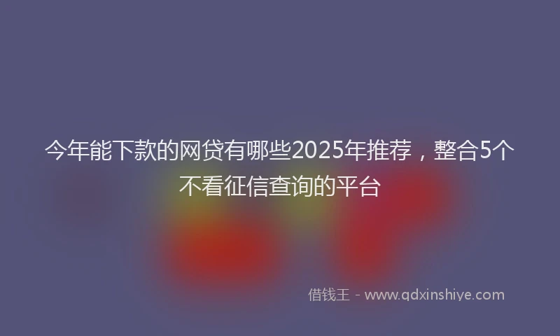 今年能下款的网贷有哪些2025年推荐，整合5个不看征信查询的平台