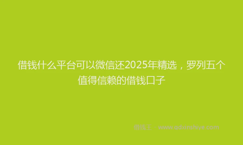 借钱什么平台可以微信还2025年精选，罗列五个值得信赖的借钱口子