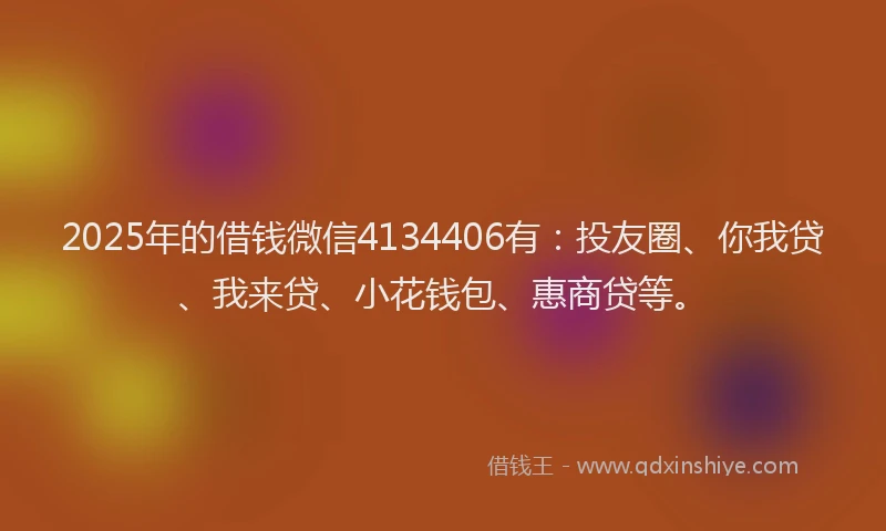 2025年的借钱微信4134406有：投友圈、你我贷、我来贷、小花钱包、惠商贷等。