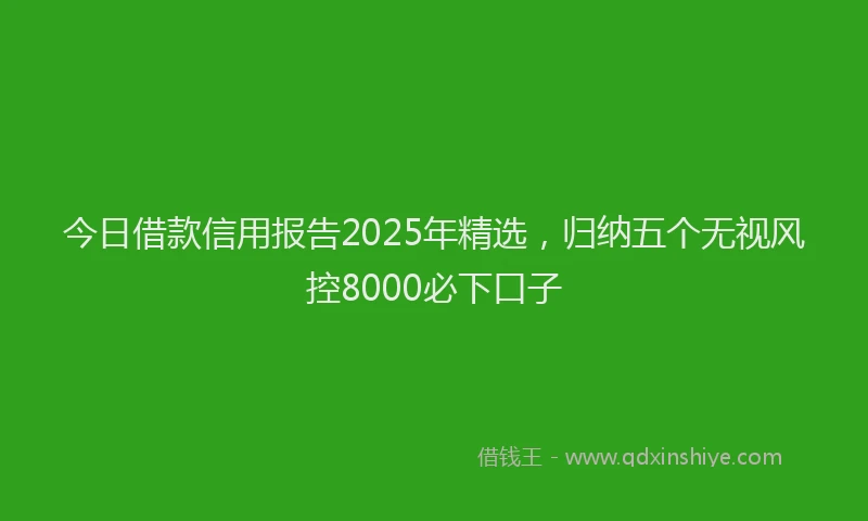 今日借款信用报告2025年精选，归纳五个无视风控8000必下口子