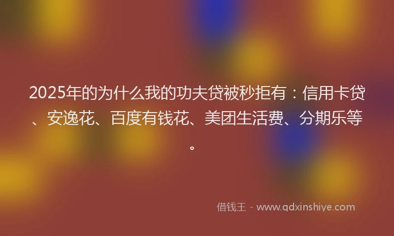 2025年的为什么我的功夫贷被秒拒有：信用卡贷、安逸花、百度有钱花、美团生活费、分期乐等。