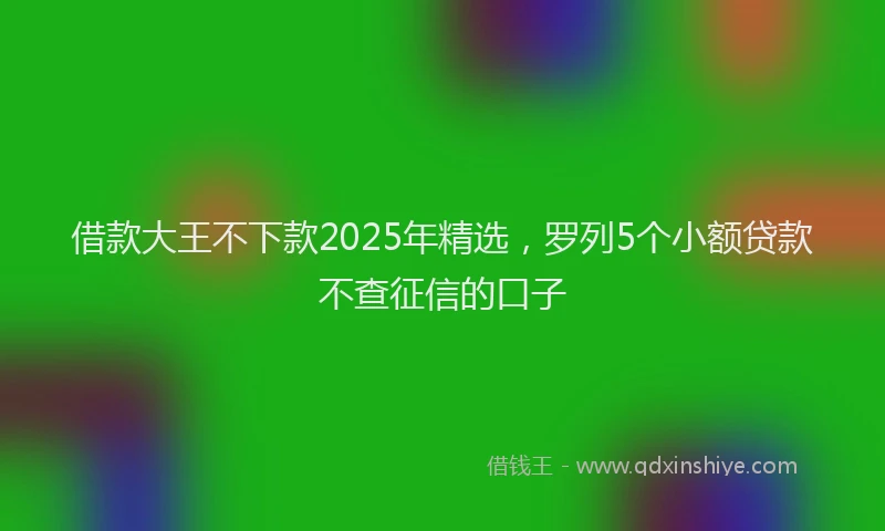 借款大王不下款2025年精选，罗列5个小额贷款不查征信的口子