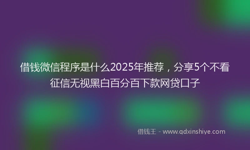 借钱微信程序是什么2025年推荐，分享5个不看征信无视黑白百分百下款网贷口子
