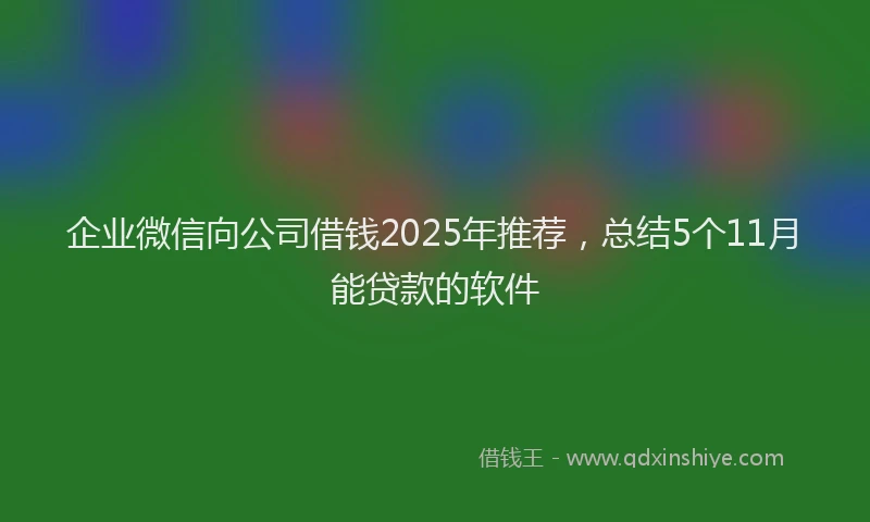 企业微信向公司借钱2025年推荐，总结5个11月能贷款的软件