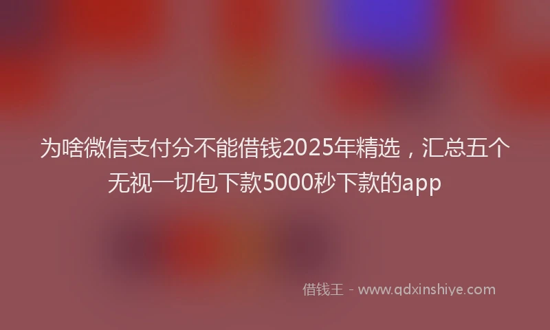 为啥微信支付分不能借钱2025年精选，汇总五个无视一切包下款5000秒下款的app