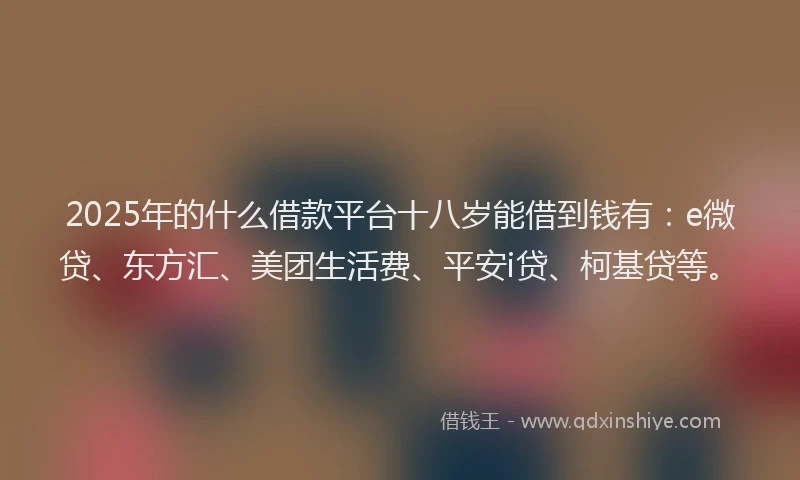 2025年的什么借款平台十八岁能借到钱有：e微贷、东方汇、美团生活费、平安i贷、柯基贷等。