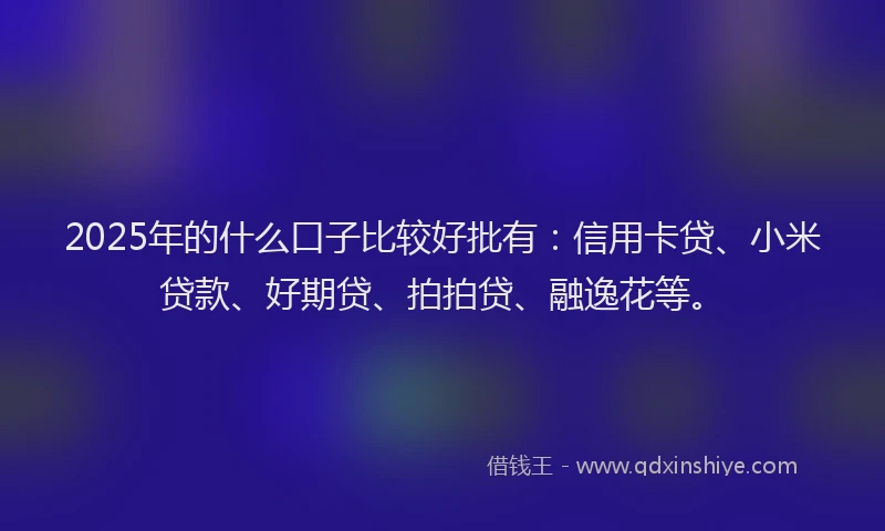 2025年的什么口子比较好批有：信用卡贷、小米贷款、好期贷、拍拍贷、融逸花等。