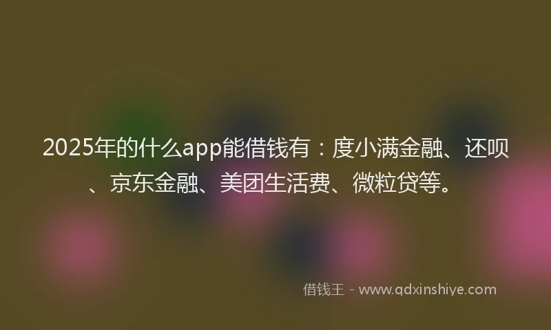 2025年的什么app能借钱有：度小满金融、还呗、京东金融、美团生活费、微粒贷等。