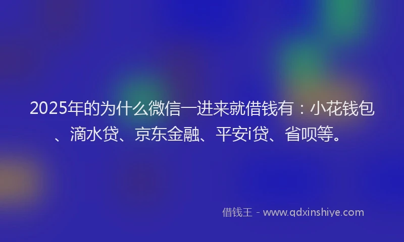 2025年的为什么微信一进来就借钱有：小花钱包、滴水贷、京东金融、平安i贷、省呗等。
