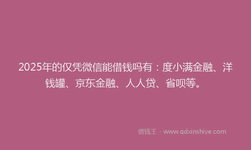 2025年的仅凭微信能借钱吗有：度小满金融、洋钱罐、京东金融、人人贷、省呗等。