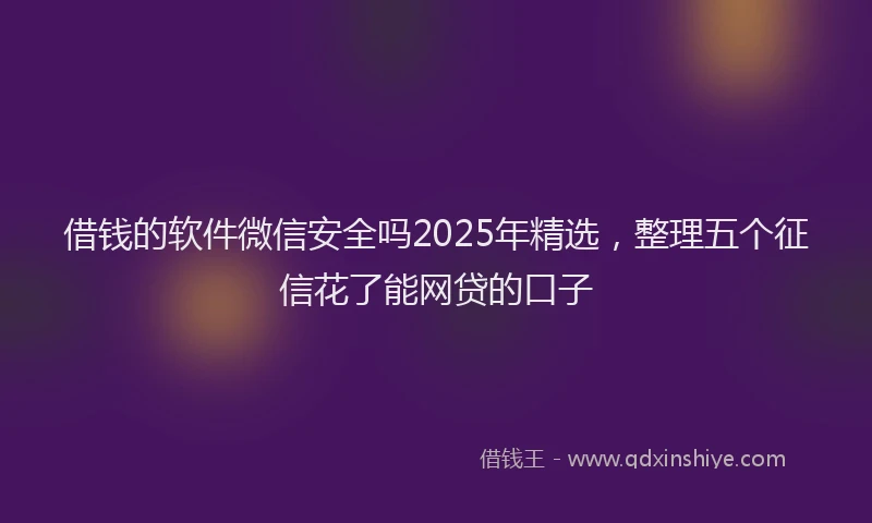 借钱的软件微信安全吗2025年精选，整理五个征信花了能网贷的口子