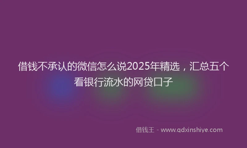 借钱不承认的微信怎么说2025年精选，汇总五个看银行流水的网贷口子