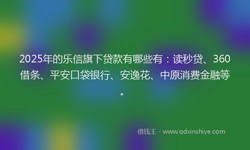 2025年的乐信旗下贷款有哪些有：读秒贷、360借条、平安口袋银行、安逸花、中原消费金融等。