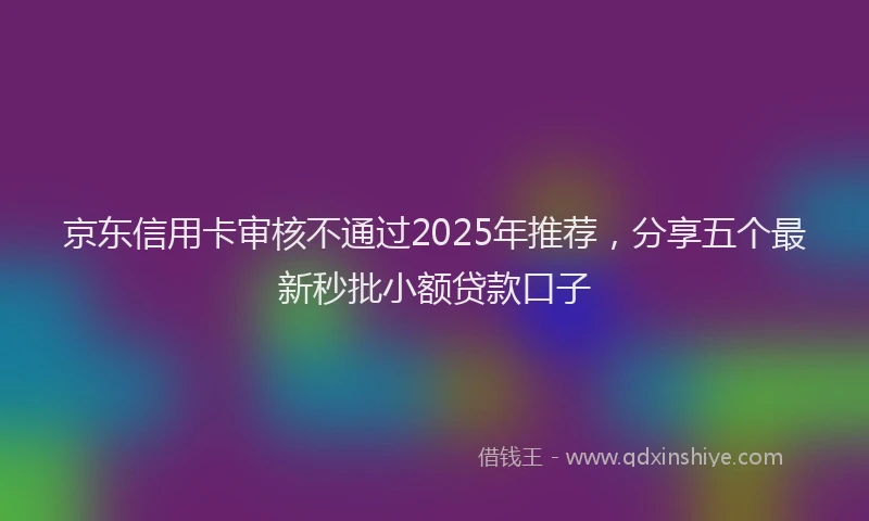 京东信用卡审核不通过2025年推荐，分享五个最新秒批小额贷款口子