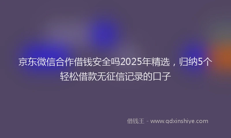 京东微信合作借钱安全吗2025年精选，归纳5个轻松借款无征信记录的口子