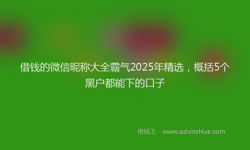 借钱的微信昵称大全霸气2025年精选，概括5个黑户都能下的口子