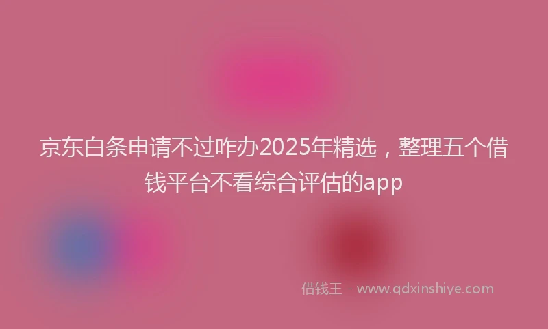京东白条申请不过咋办2025年精选，整理五个借钱平台不看综合评估的app