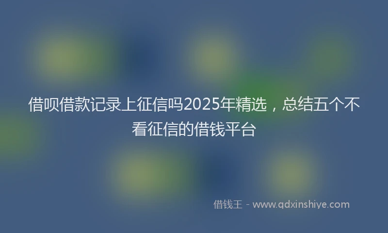 借呗借款记录上征信吗2025年精选，总结五个不看征信的借钱平台