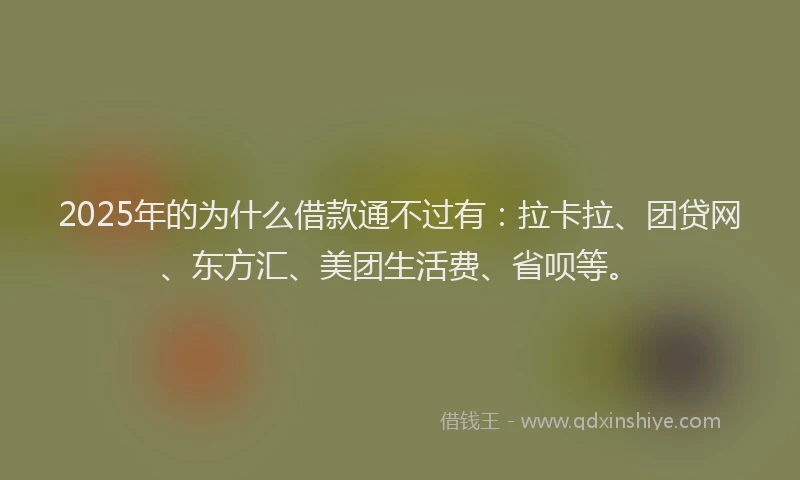 2025年的为什么借款通不过有：拉卡拉、团贷网、东方汇、美团生活费、省呗等。
