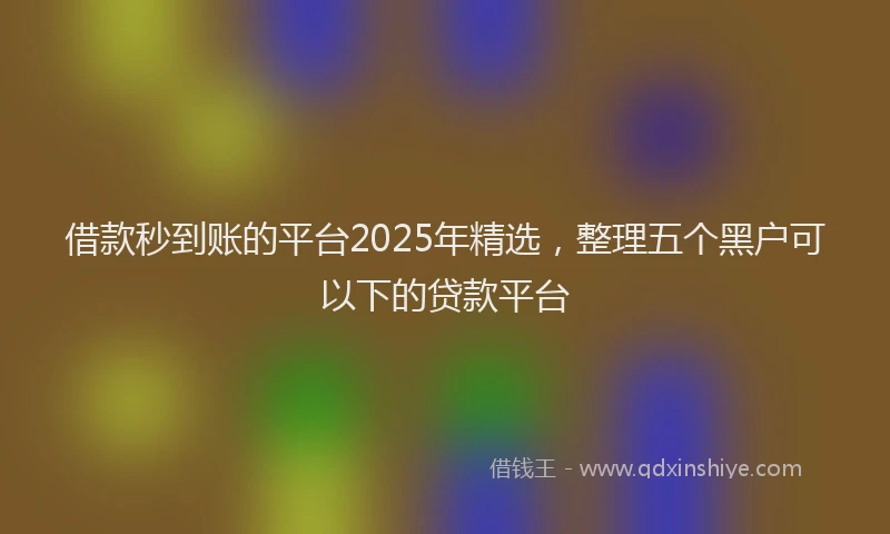 借款秒到账的平台2025年精选，整理五个黑户可以下的贷款平台