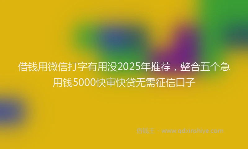 借钱用微信打字有用没2025年推荐，整合五个急用钱5000快审快贷无需征信口子