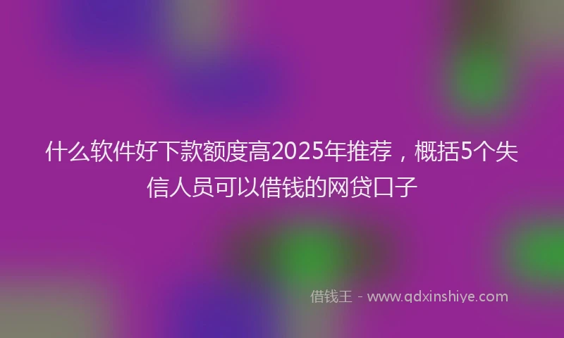 什么软件好下款额度高2025年推荐，概括5个失信人员可以借钱的网贷口子