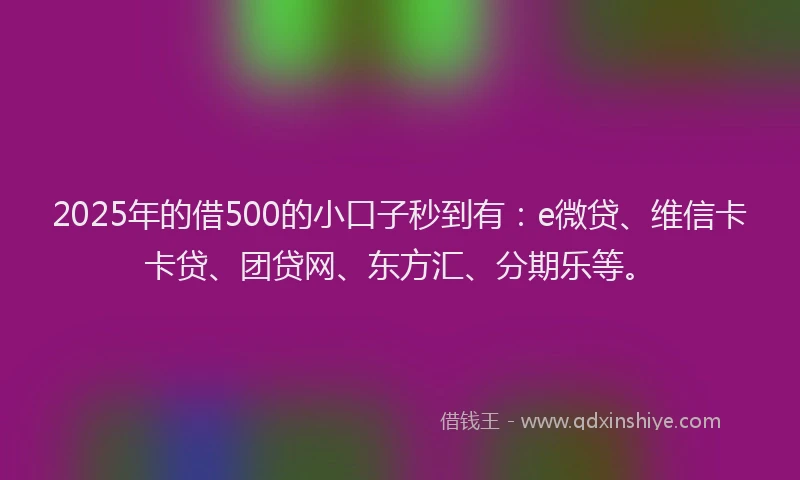 2025年的借500的小口子秒到有：e微贷、维信卡卡贷、团贷网、东方汇、分期乐等。