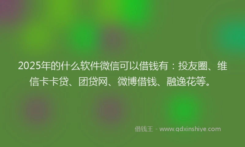 2025年的什么软件微信可以借钱有：投友圈、维信卡卡贷、团贷网、微博借钱、融逸花等。