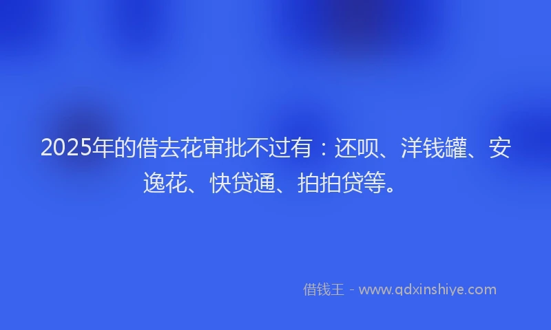 2025年的借去花审批不过有：还呗、洋钱罐、安逸花、快贷通、拍拍贷等。