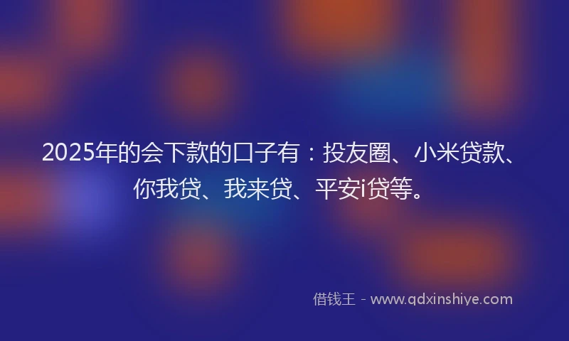 2025年的会下款的口子有：投友圈、小米贷款、你我贷、我来贷、平安i贷等。