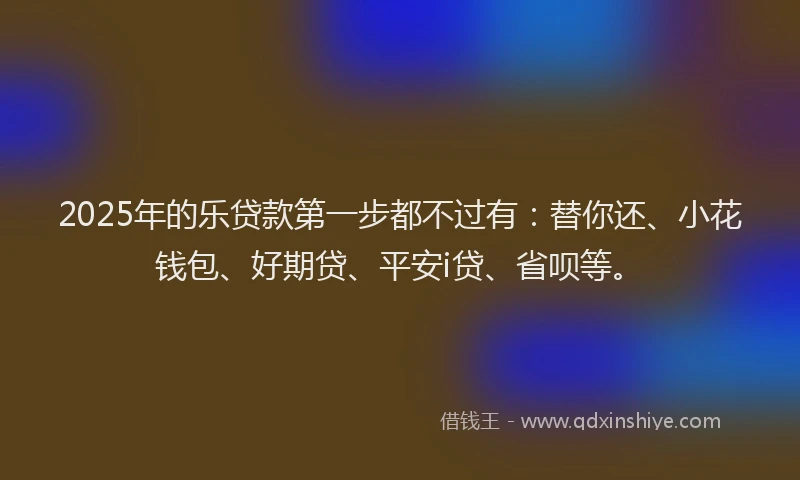 2025年的乐贷款第一步都不过有：替你还、小花钱包、好期贷、平安i贷、省呗等。