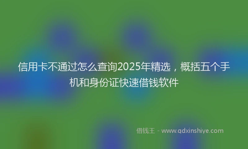 信用卡不通过怎么查询2025年精选，概括五个手机和身份证快速借钱软件