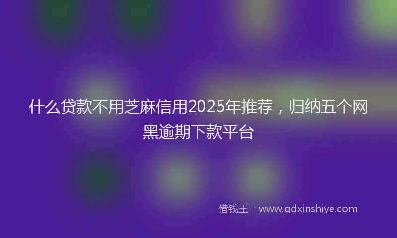 什么贷款不用芝麻信用2025年推荐，归纳五个网黑逾期下款平台