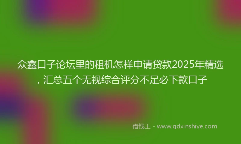 众鑫口子论坛里的租机怎样申请贷款2025年精选，汇总五个无视综合评分不足必下款口子